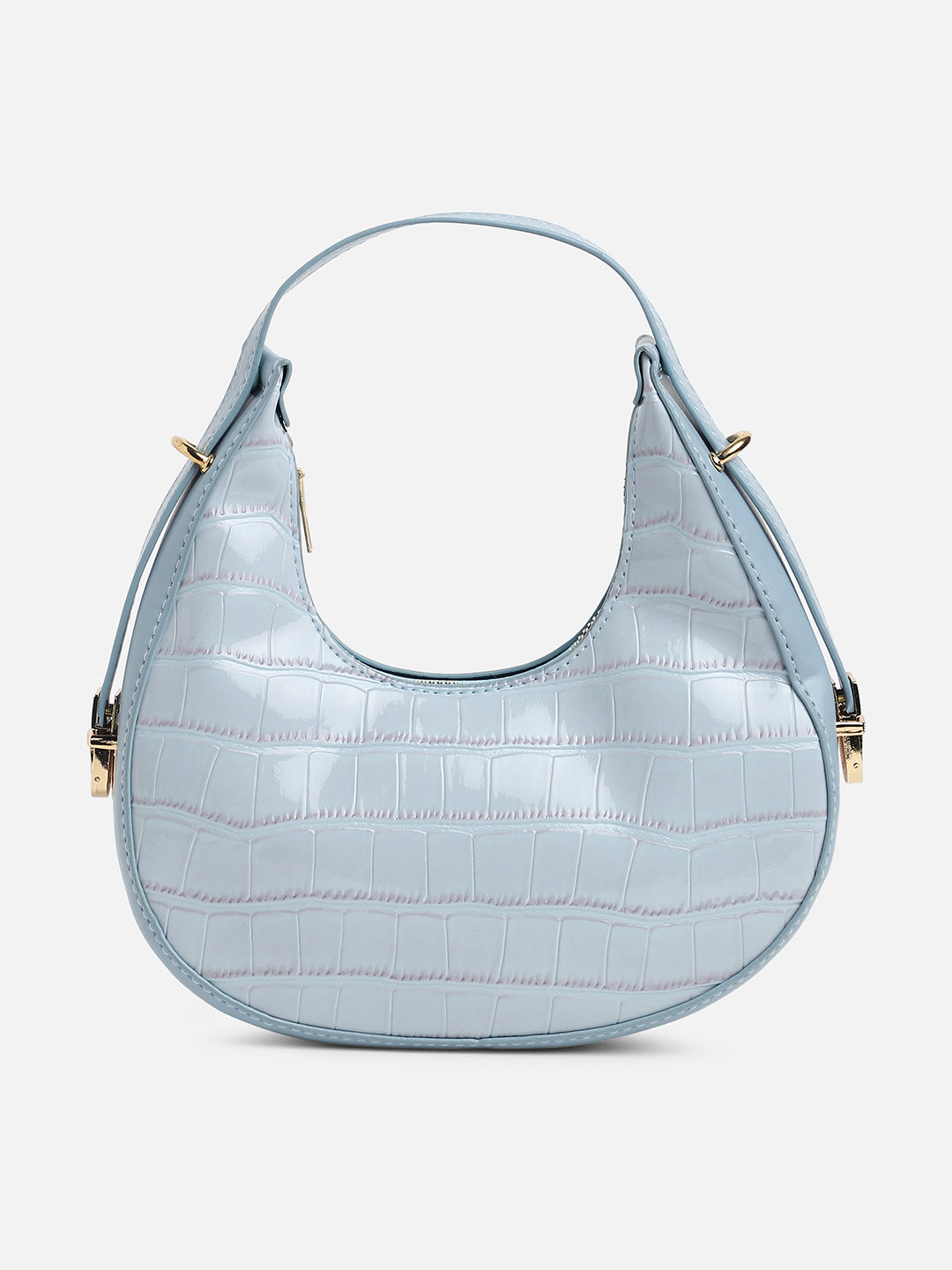Blue Textured Vegan Leather Handbag