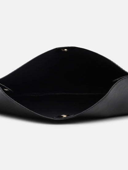 Black Solid Vegan Leather Handbag