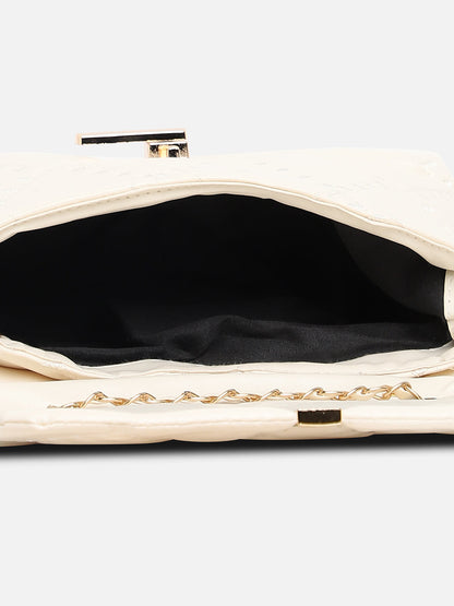 White Quilted Vegan Leather Sling Bag