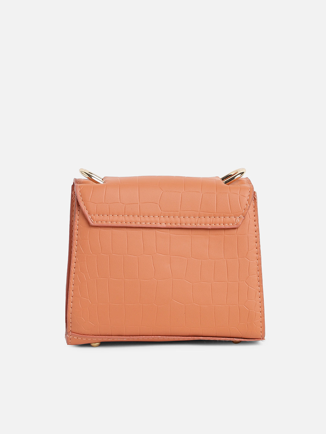 Orange Solid Vegan Leather Sling Bag
