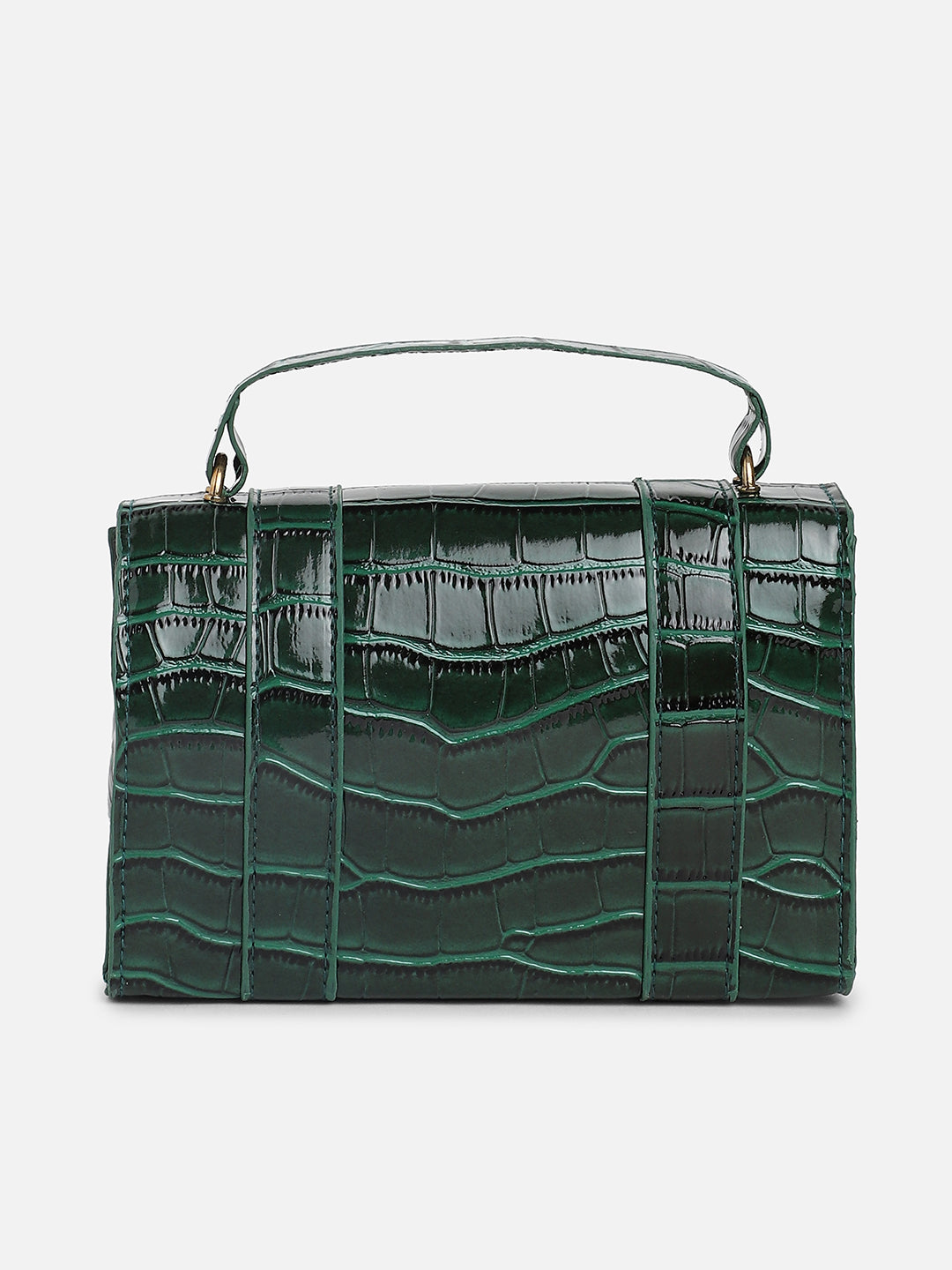 Green Textured Vegan Leather Handbag