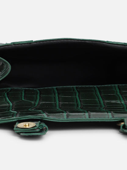 Green Textured Vegan Leather Handbag
