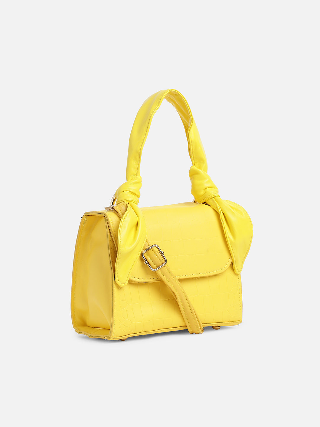 Yellow Solid Vegan Leather Sling Bag