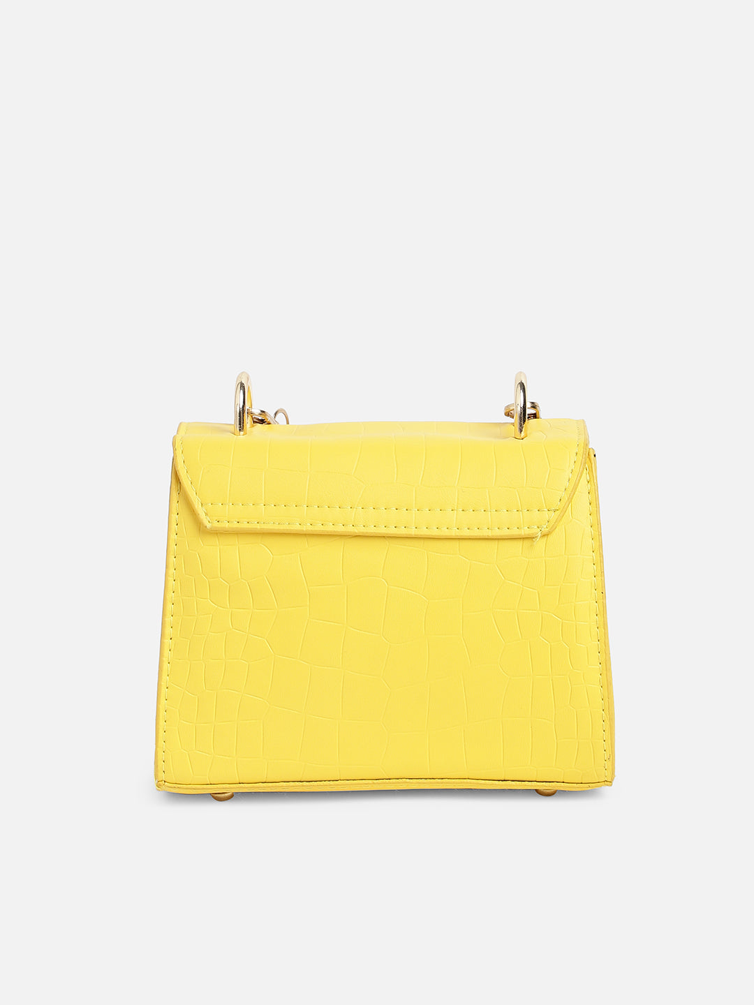Yellow Solid Vegan Leather Sling Bag