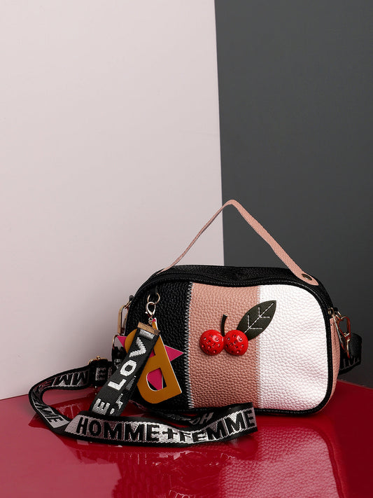 Multicolour Colourblocked Vegan Leather Sling Bag