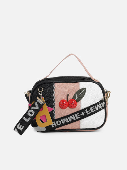 Multicolour Colourblocked Vegan Leather Sling Bag