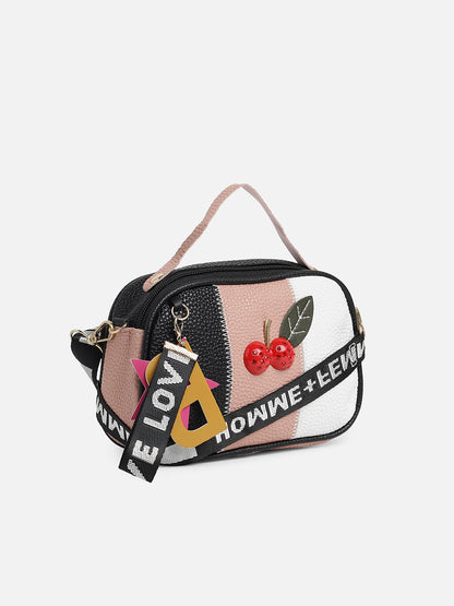 Multicolour Colourblocked Vegan Leather Sling Bag