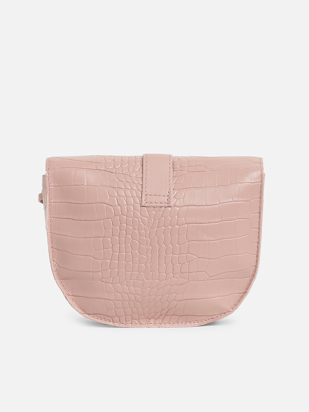 Pink Textured Vegan Leather Sling Bag