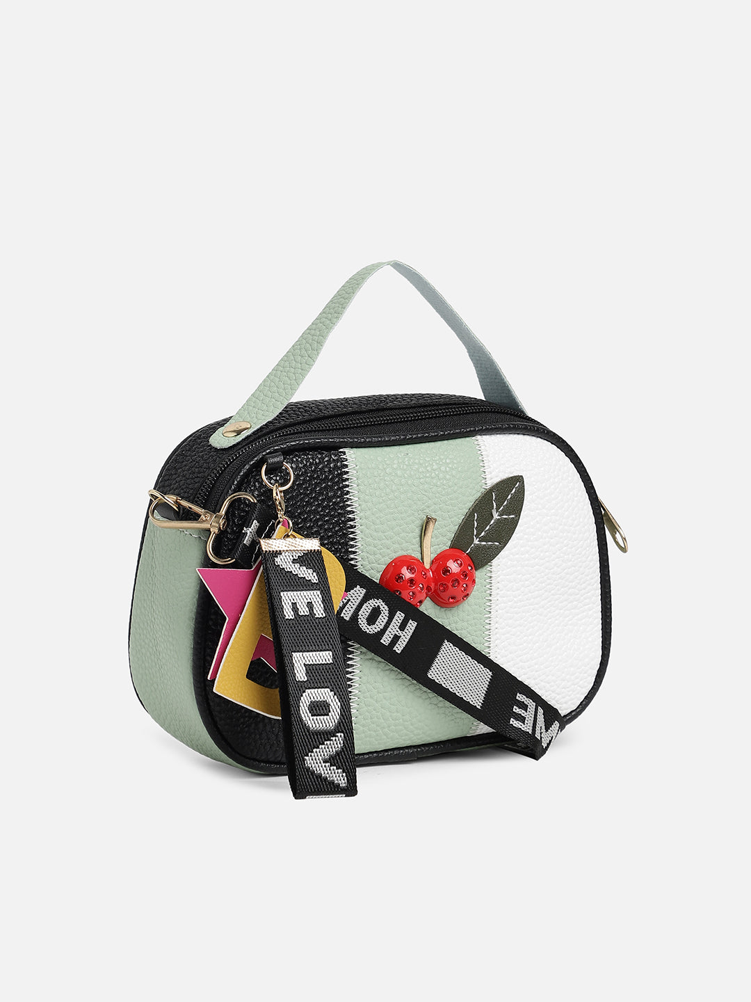 Multicolour Colourblocked Vegan Leather Sling Bag