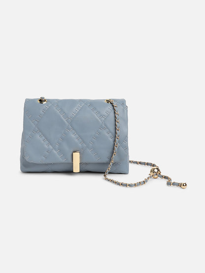 Blue Quilted Vegan Leather Sling Bag