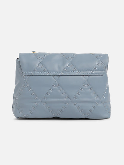 Blue Quilted Vegan Leather Sling Bag