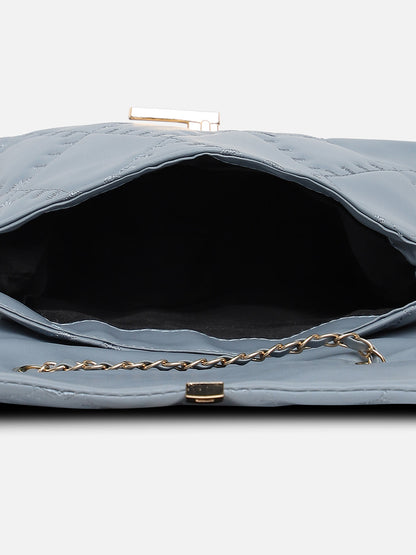 Blue Quilted Vegan Leather Sling Bag