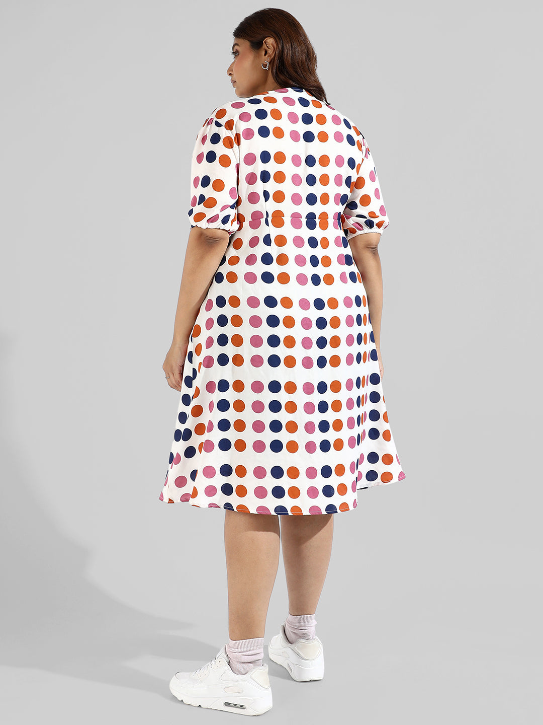 Polka Dot'S Design, Button Stylish Casual Dresses