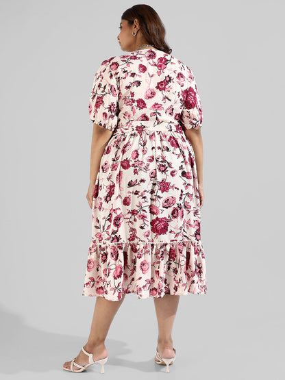 Floral Design, Button Stylish Casual Dresses