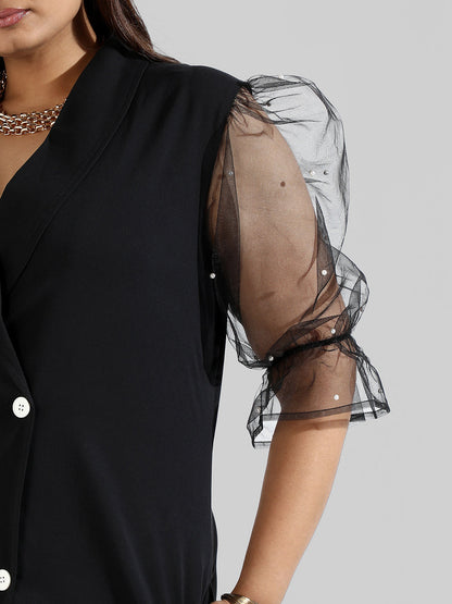 Instafab Plus Women Solid Net sleeve Stylish Casual Dresses