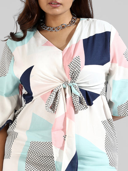 Instafab Plus Women Graphic Design Drawstring Stylish Casual Dresses