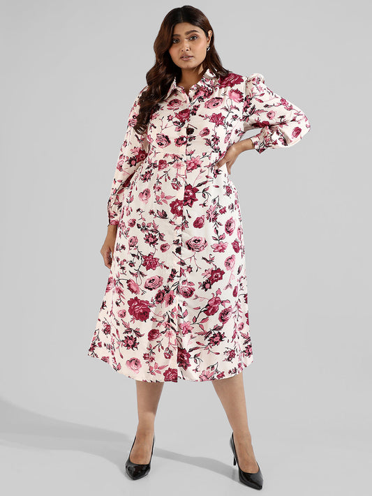 Floral Design, Button Stylish Casual Dresses