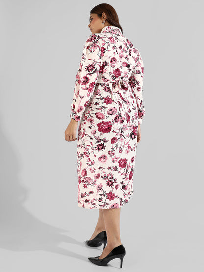 Floral Design, Button Stylish Casual Dresses