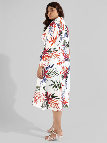 Floral Design, Button Stylish Casual Dresses
