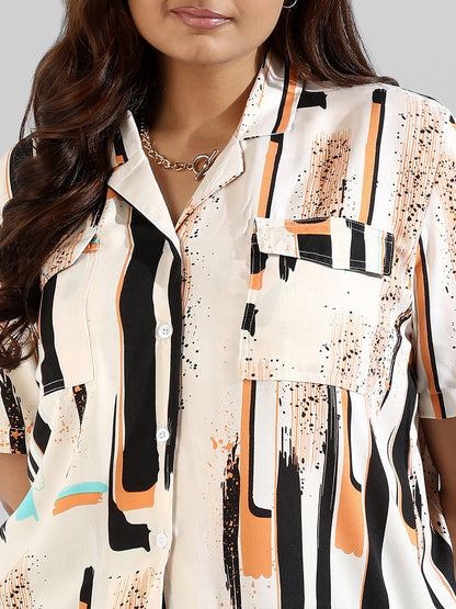 Instafab Plus Women Graphic Design, Top Type Casual Shirts