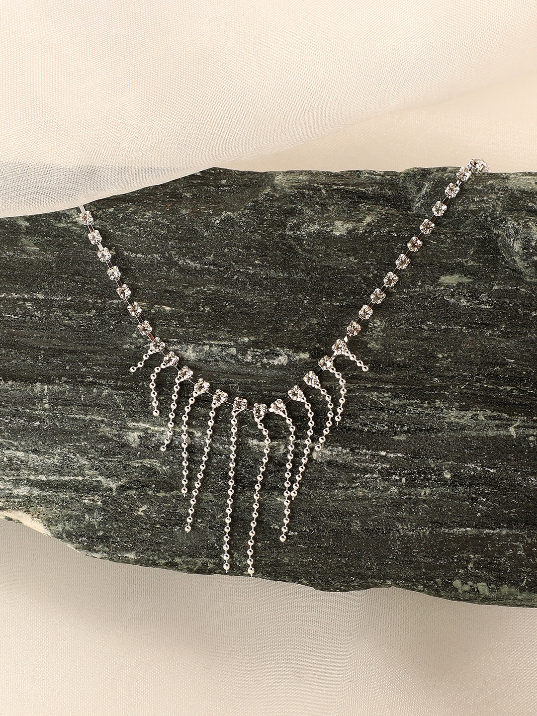 Silver-Plated Artificial Stones Necklace