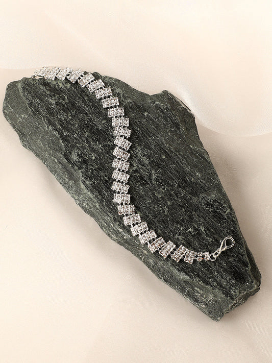 Silver Plated Artificial Stones Wraparound Bracelet