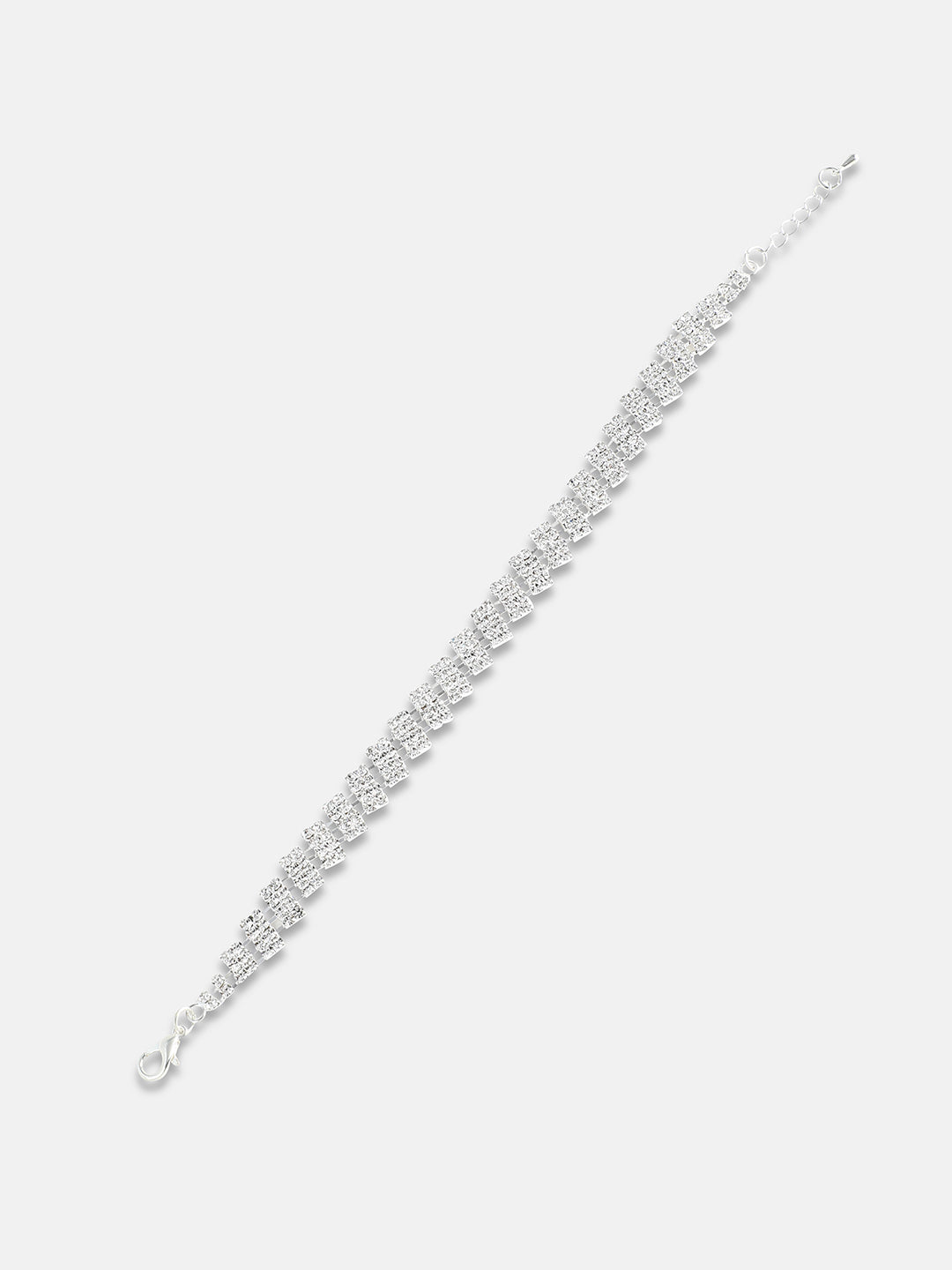 Silver Plated Artificial Stones Wraparound Bracelet