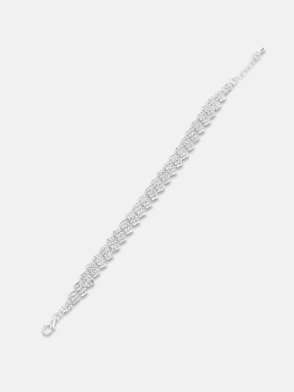 Silver Plated Artificial Stones Wraparound Bracelet