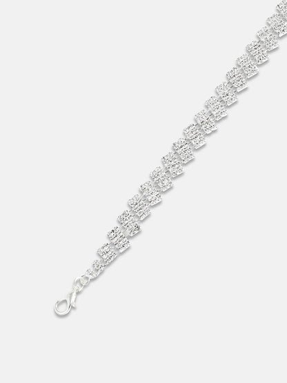 Silver Plated Artificial Stones Wraparound Bracelet