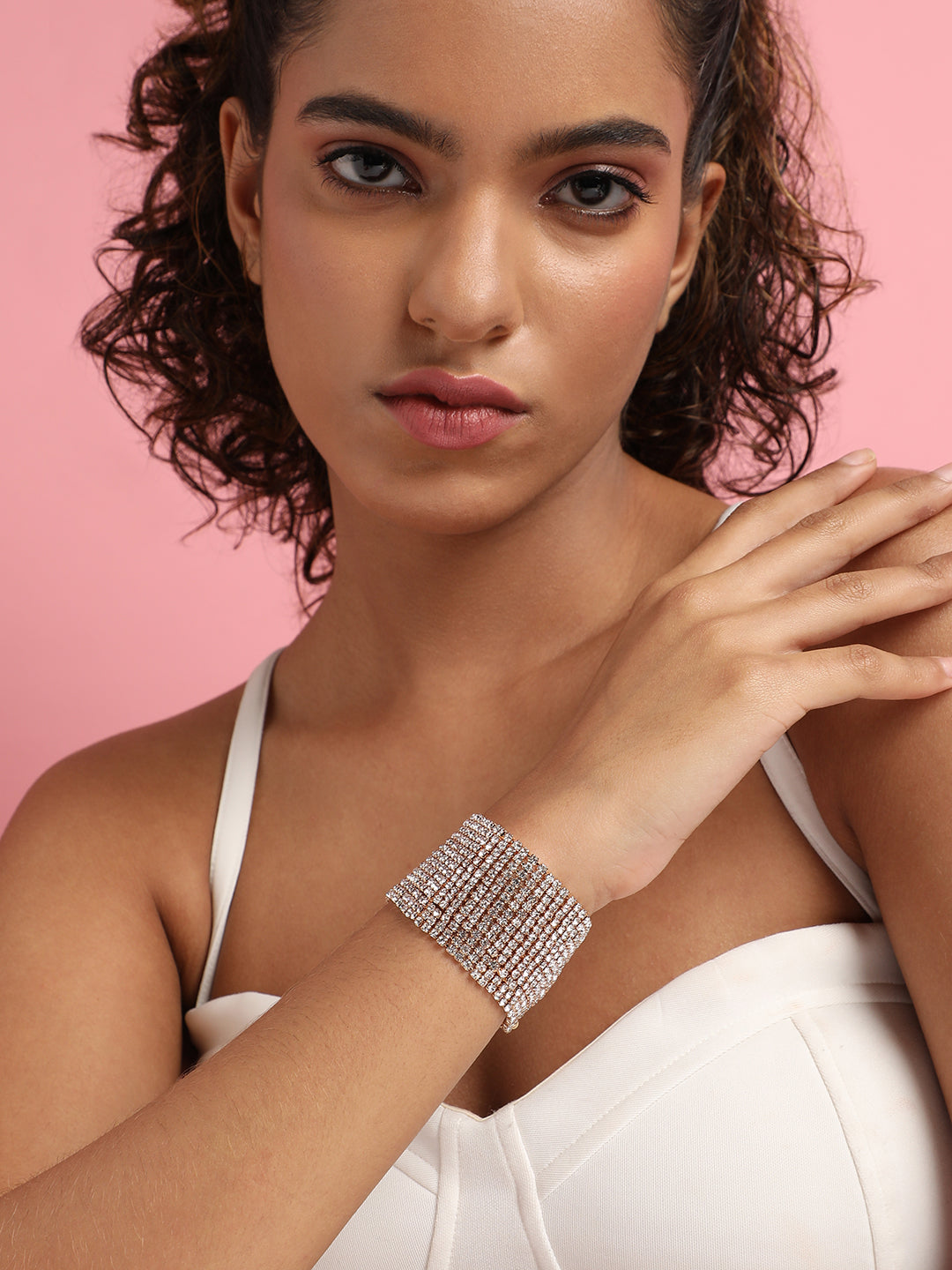 Gold-Plated Stone Studded Wraparound Bracelet