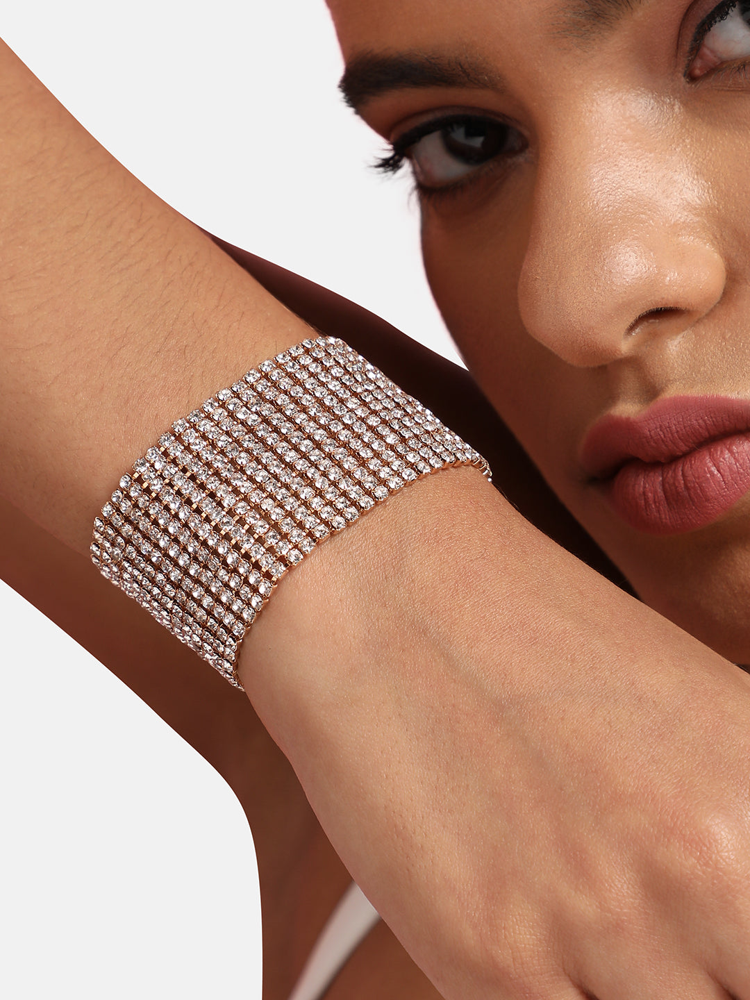 Gold-Plated Stone Studded Wraparound Bracelet