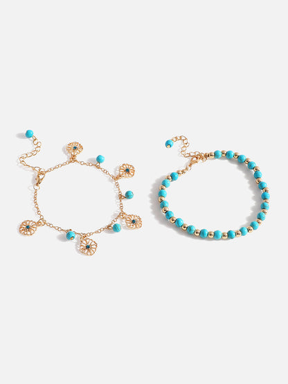 WOMEN GOLD PLATED SET OF 2 ANKLET CUM BRACELET