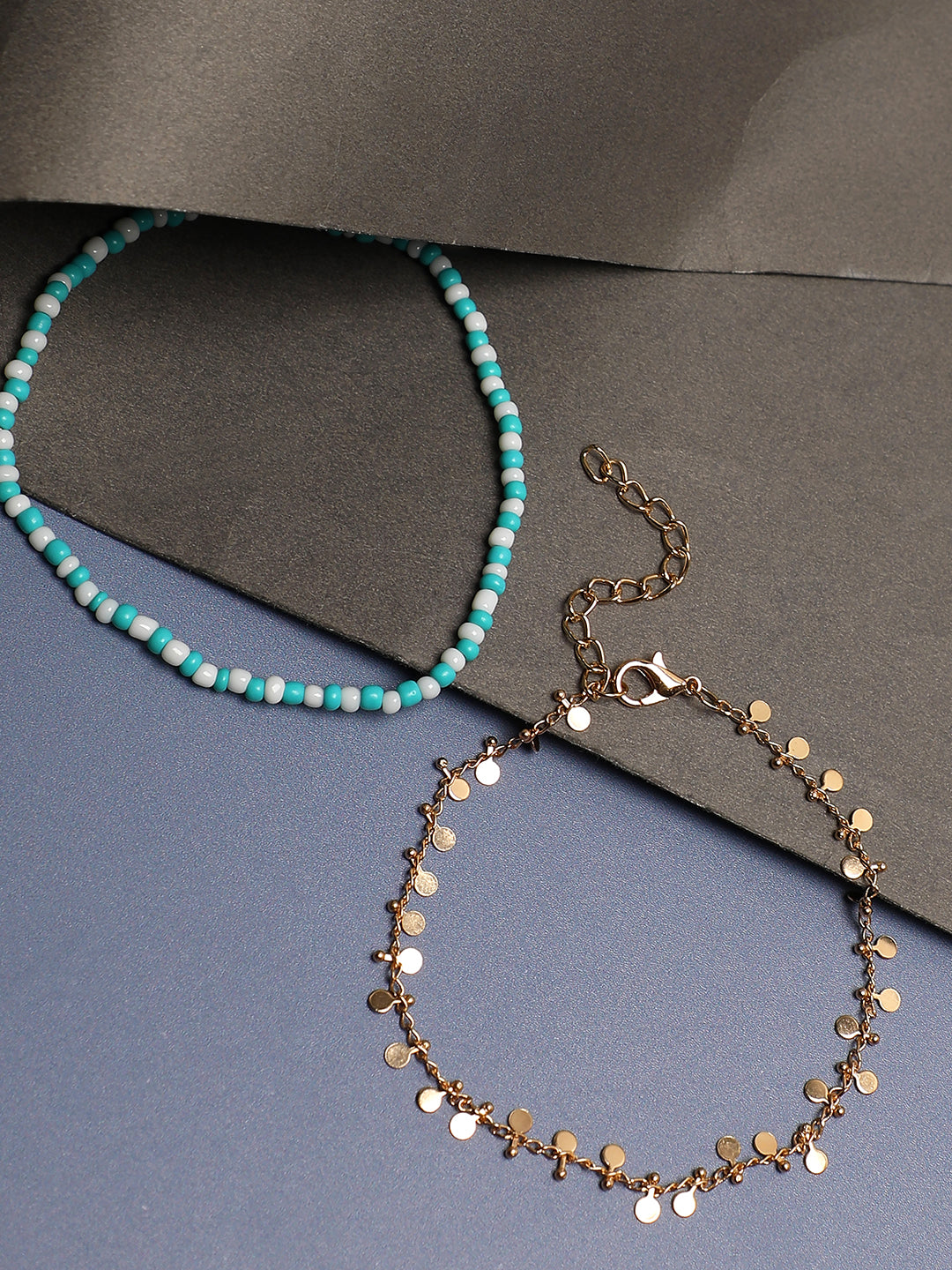 WOMEN GOLD PLATED SET OF 2 ANKLET CUM BRACELET