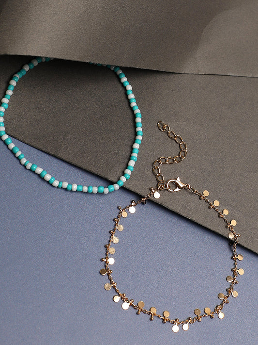 WOMEN GOLD PLATED SET OF 2 ANKLET CUM BRACELET