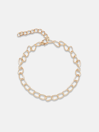 Set of 6 Gold-Plated Artificial Stone Studded Anklets