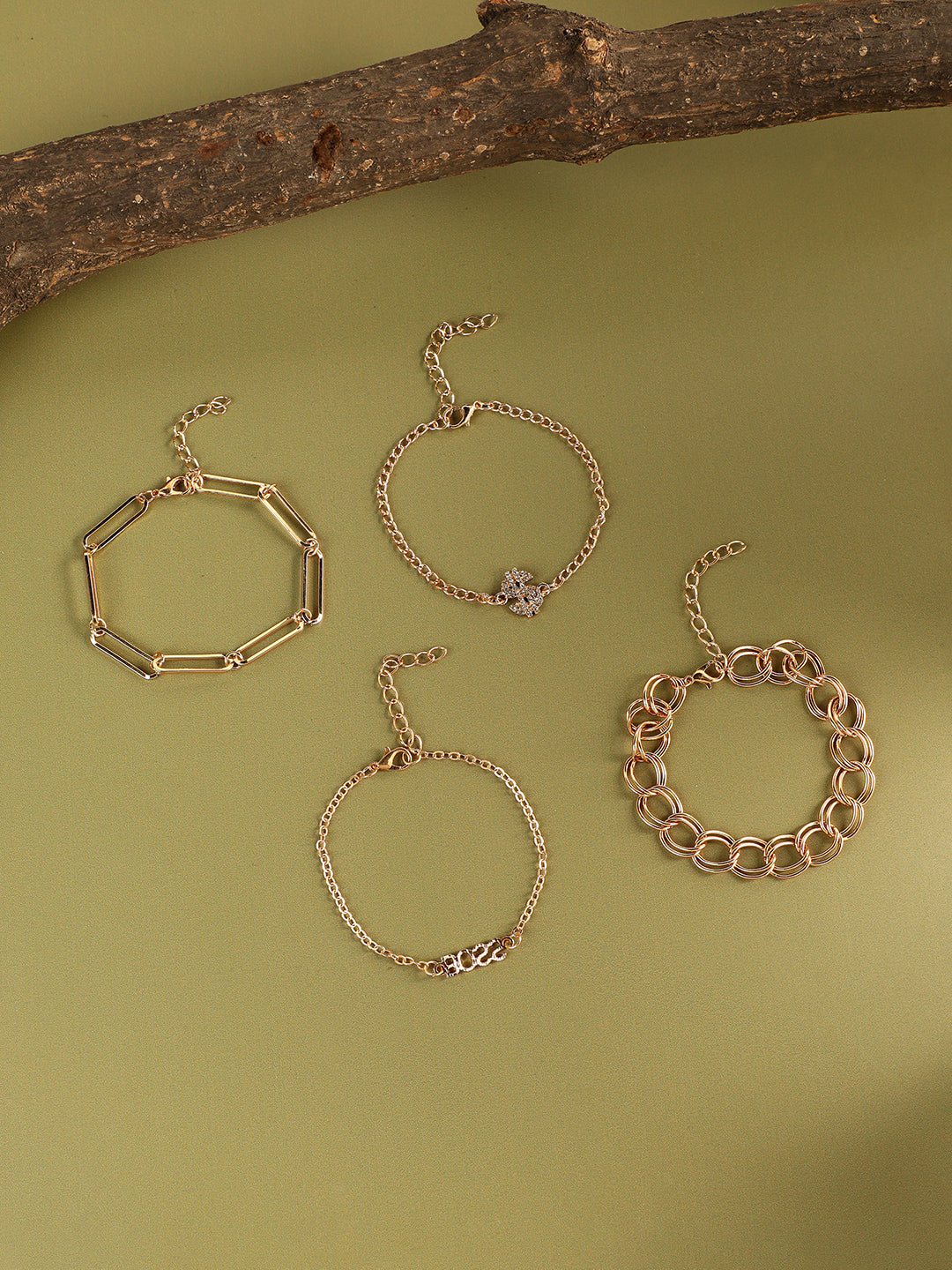 Set Of 4 Gold-Plated Bracelet