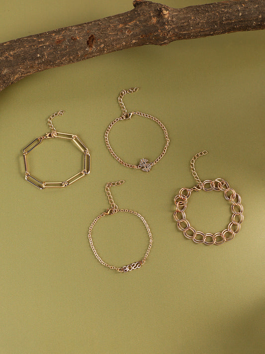 Set Of 4 Gold-Plated Bracelet