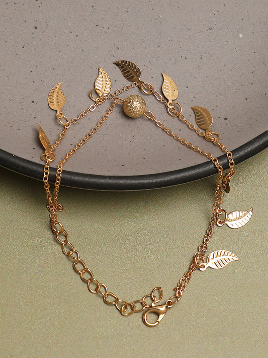 WOMEN GOLD PLATED SET OF 2 ANKLET CUM BRACELET