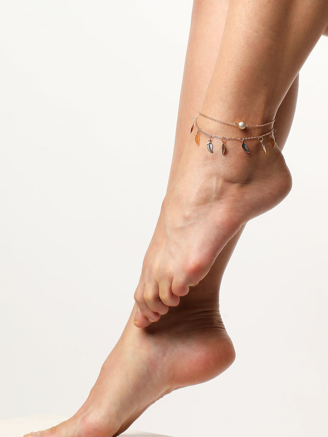 WOMEN GOLD PLATED SET OF 2 ANKLET CUM BRACELET
