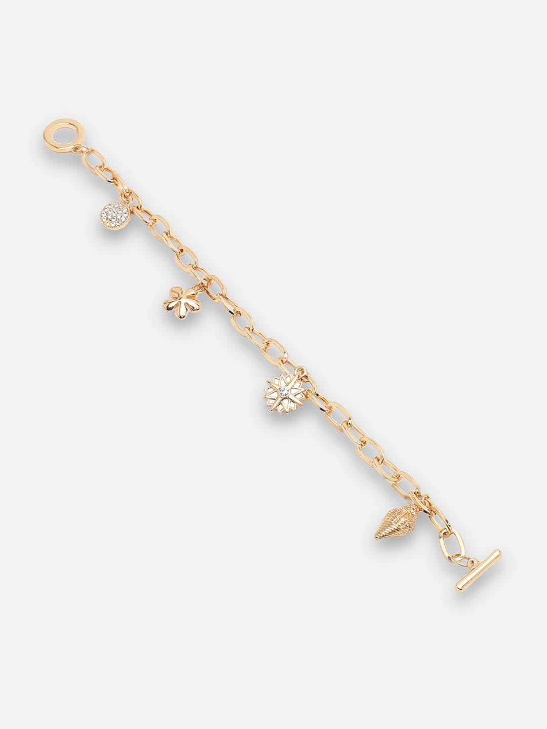 GOLD PLATED PARTY DESIGNER STONE CHARMS BRACELET FOR WOMEN