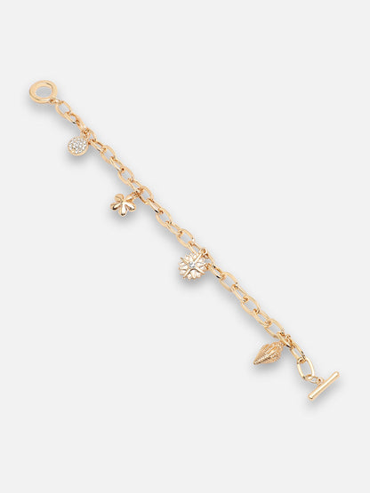 GOLD PLATED PARTY DESIGNER STONE CHARMS BRACELET FOR WOMEN