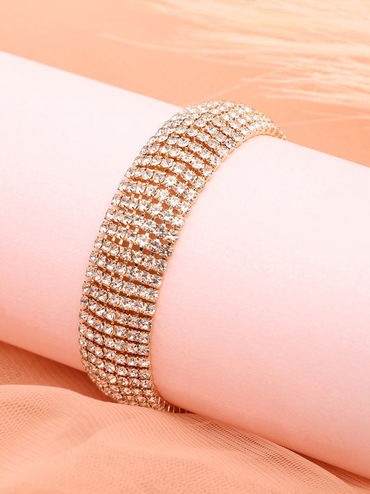 GOLD PLATED PARTY RHINESTONES BRACELET FOR WOMEN
