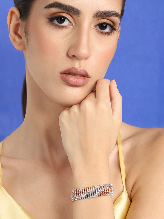 GOLD PLATED PARTY RHINESTONES BRACELET FOR WOMEN
