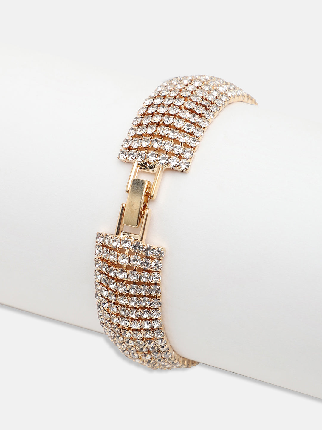 GOLD PLATED PARTY RHINESTONES BRACELET FOR WOMEN