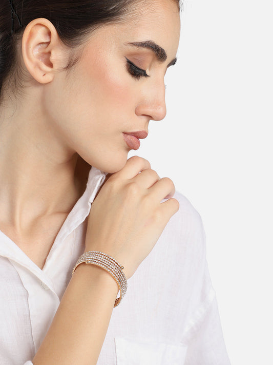 GOLD PLATED PARTY RHINESTONES BRACELET FOR WOMEN