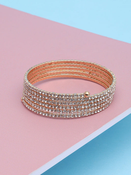 GOLD PLATED PARTY RHINESTONES BRACELET FOR WOMEN
