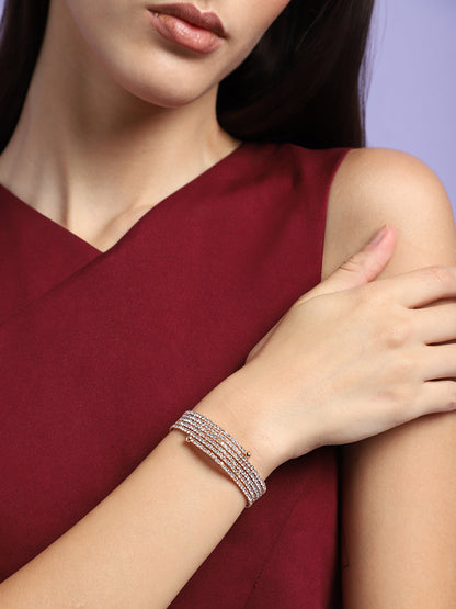 GOLD PLATED PARTY RHINESTONES BRACELET FOR WOMEN