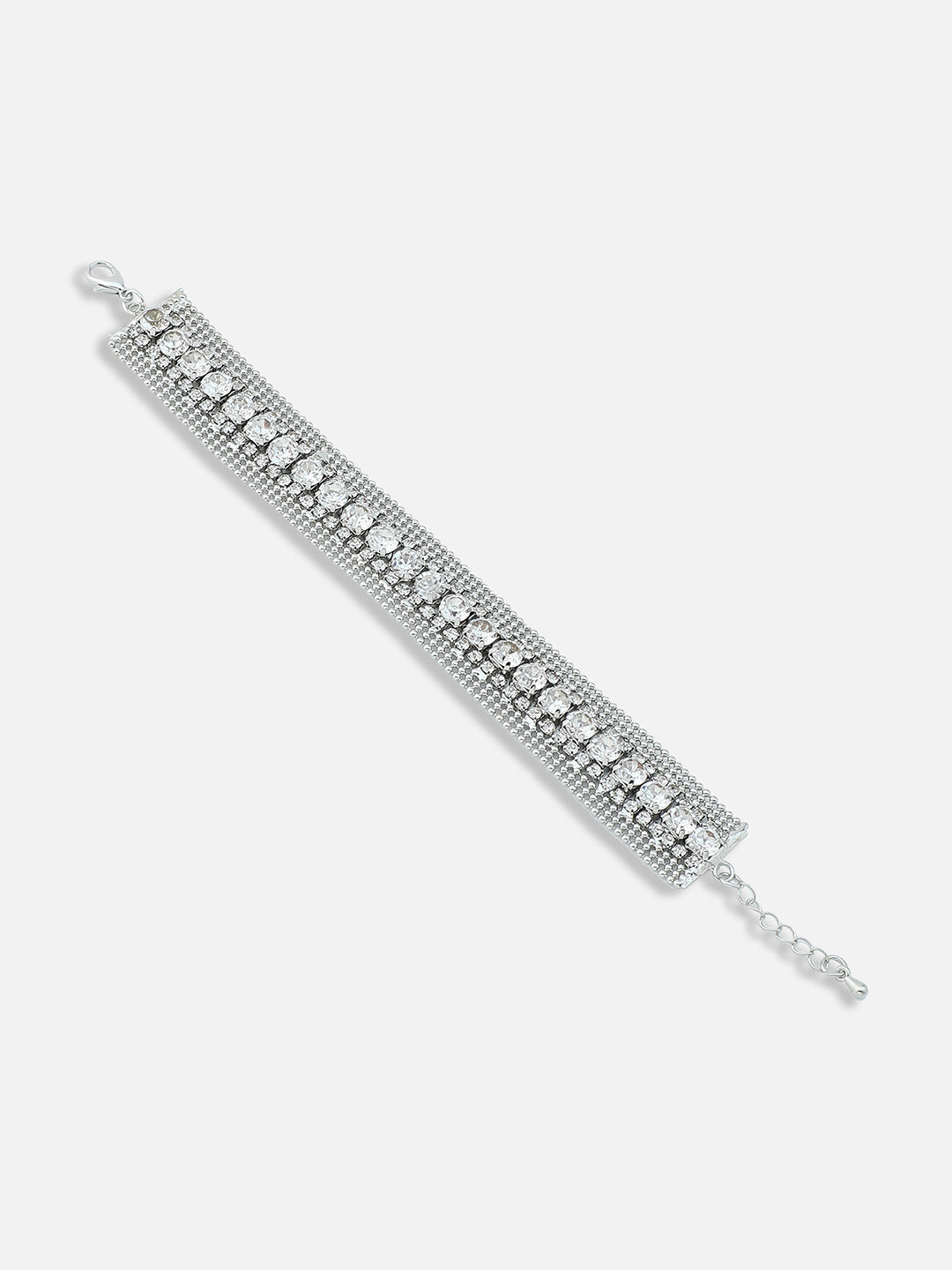 SILVER PLATED PARTY AMERICAN DIAMOND BRACELET FOR WOMEN