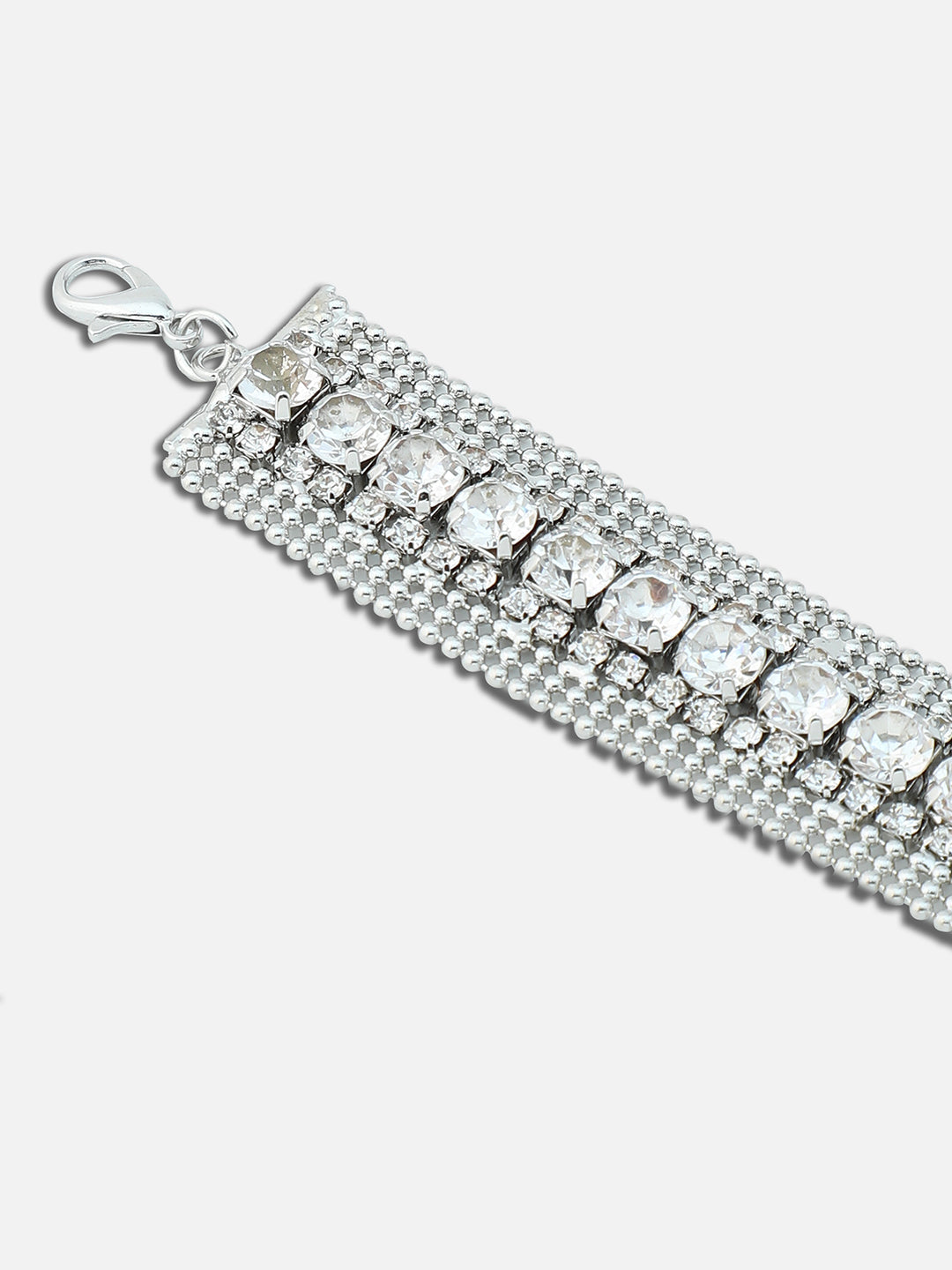 SILVER PLATED PARTY AMERICAN DIAMOND BRACELET FOR WOMEN