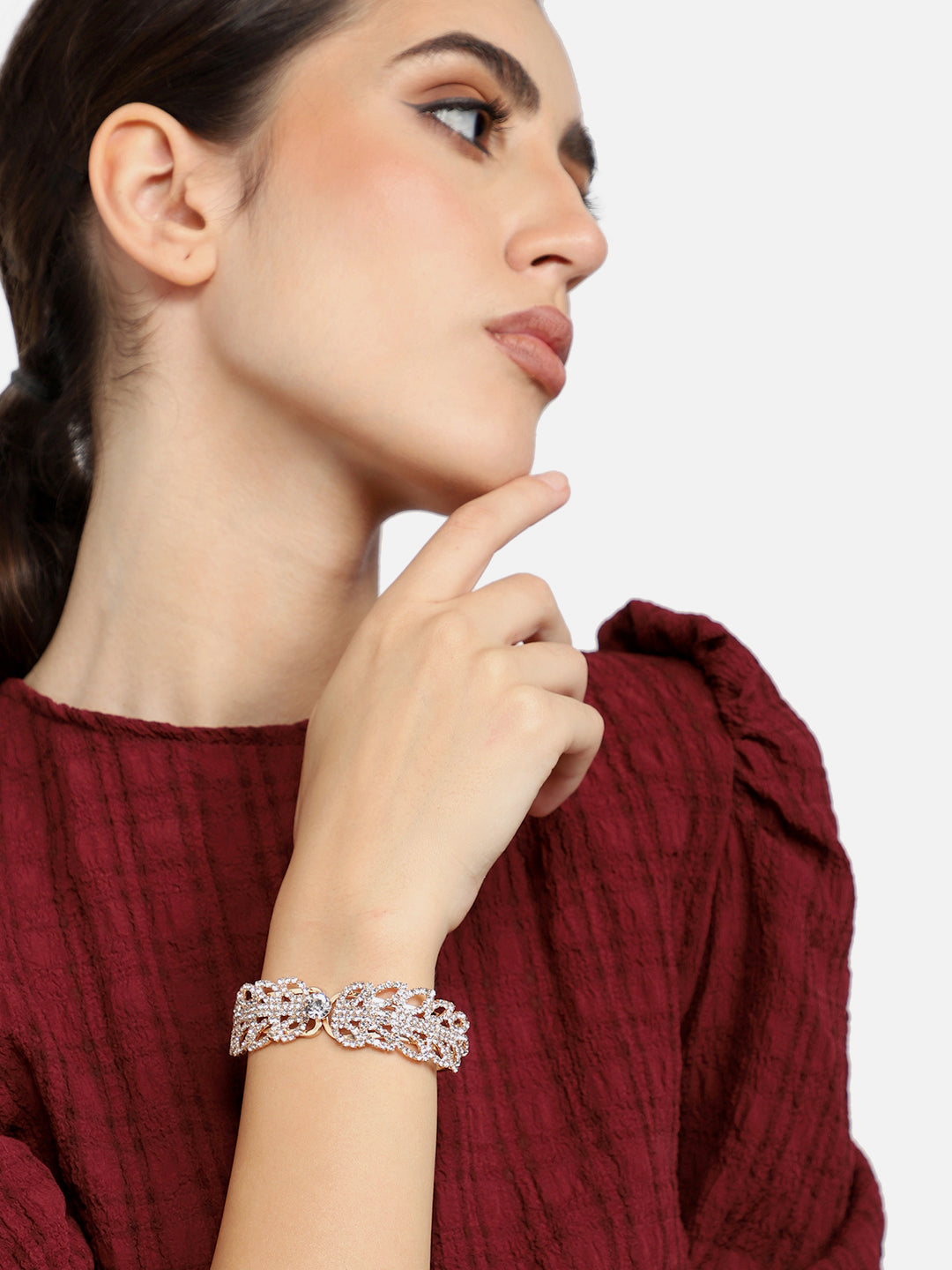 GOLD PLATED PARTY RHINESTONES BRACELET FOR WOMEN